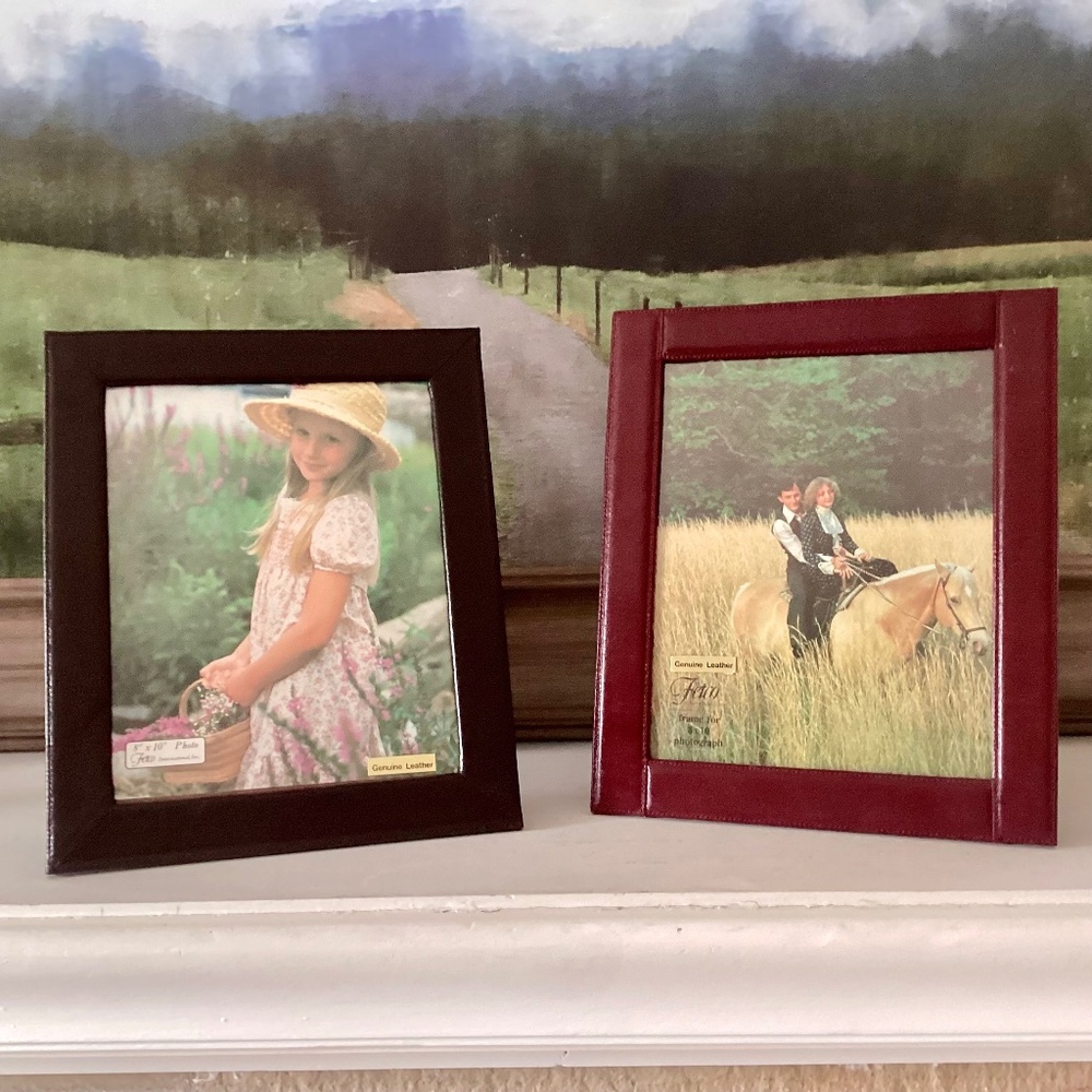 Set Of 2 Fetco International Inc. Genuine Leather photo frames 8x10” Vintage